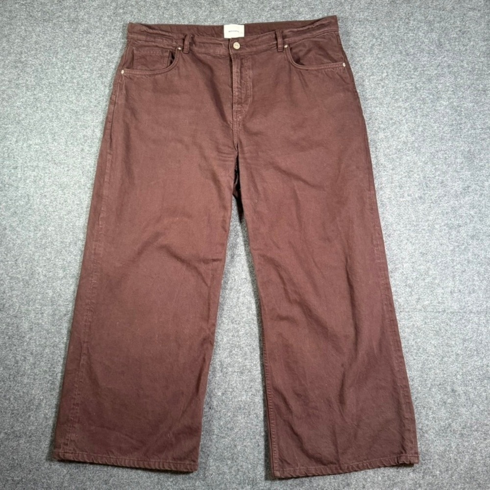 Reformation Cary Low Rise Slouchy Wide Leg Jeans Brown Organic Cotton Size 32